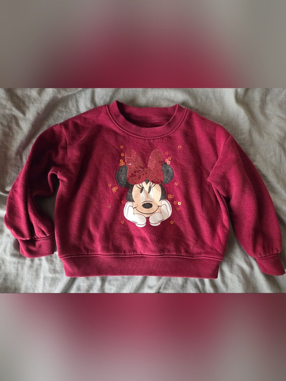 Girls' Cozy Burgundy Minnie Mouse Sweatshirt